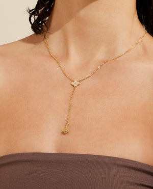 Sparkling Blossom Y-Necklace 18K Gold Plated